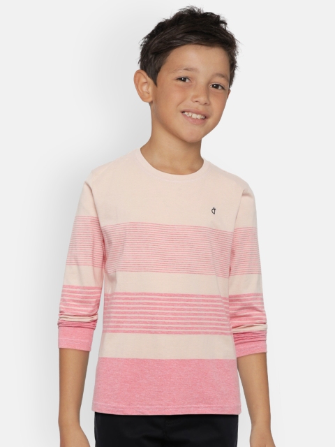 

Gini and Jony Boys Pink Striped Round Neck T-shirt