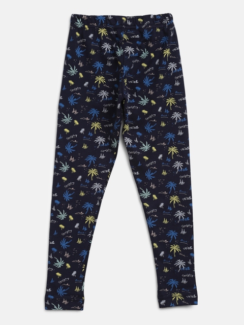 

Gini and Jony Girls Navy Blue Printed Leggings