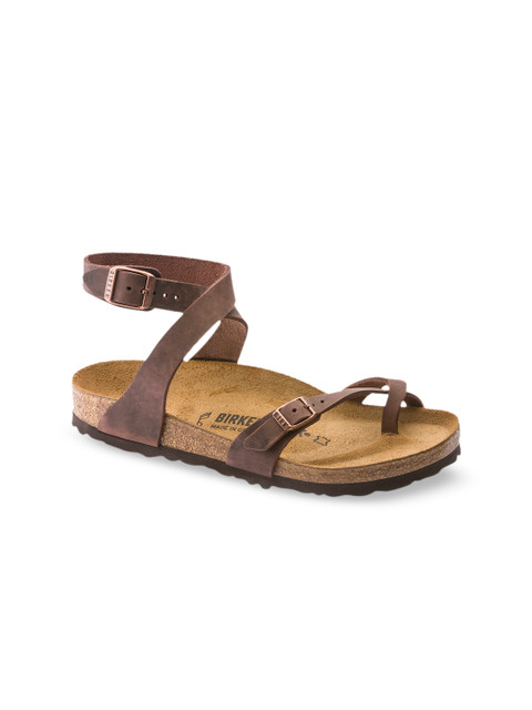 

Birkenstock Women Brown Yara Oiled Leather One Toe Flats