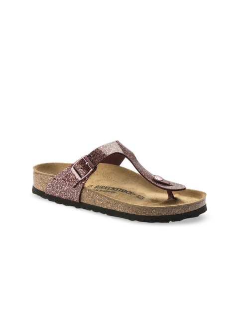 

Birkenstock Women Red Shimmery Gizeh Birko-Flor T-Strap Regular Width Flats