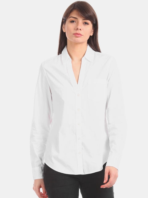 

GAP Women White Solid Shirt Style Top