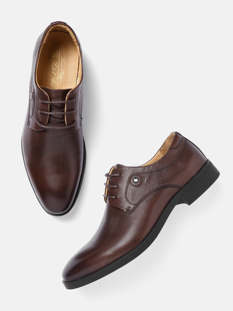 

Louis Philippe Men Coffee Brown Solid Leather Formal Derbys