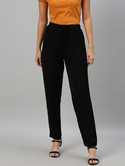

Vero Moda Women Black Regular Fit Solid Regular Trousers