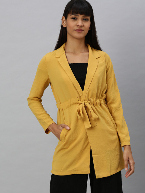 

Vero Moda Women Mustard Yellow Solid Lightweight Longline Tailored Jacket