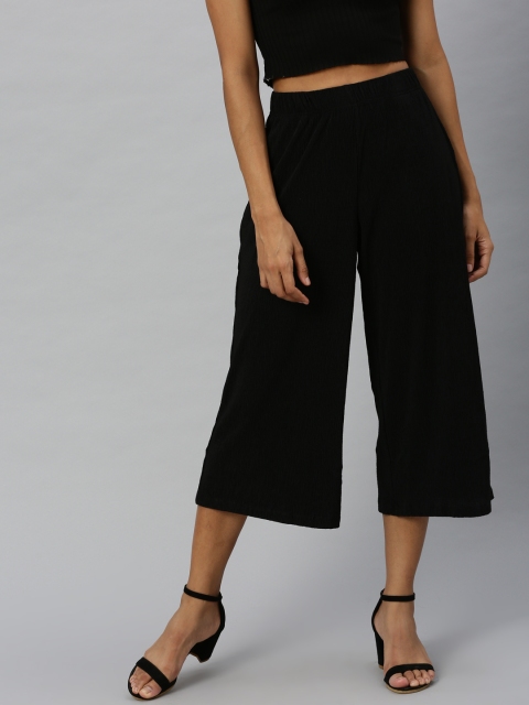 

Vero Moda Women Black Regular Fit Solid Culottes
