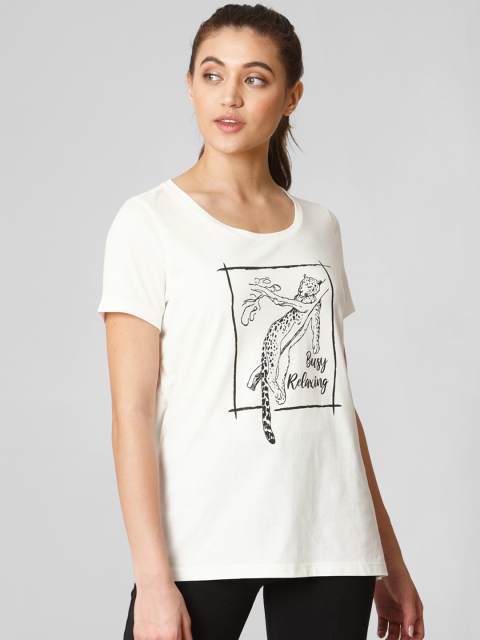 

Vero Moda Women Off-White Printed Round Neck T-shirt