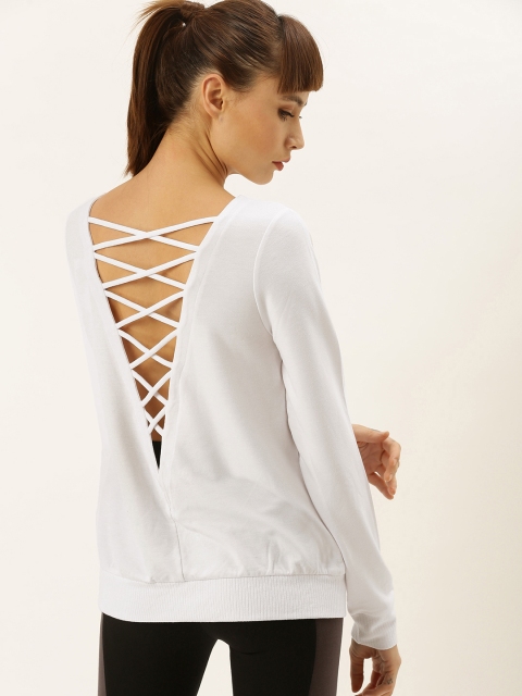 

FOREVER 21 Women White Solid Styled Back Top
