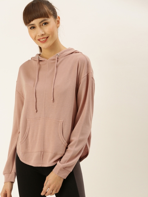 

FOREVER 21 Women Pink Solid Sweatshirt With Back Cut Work
