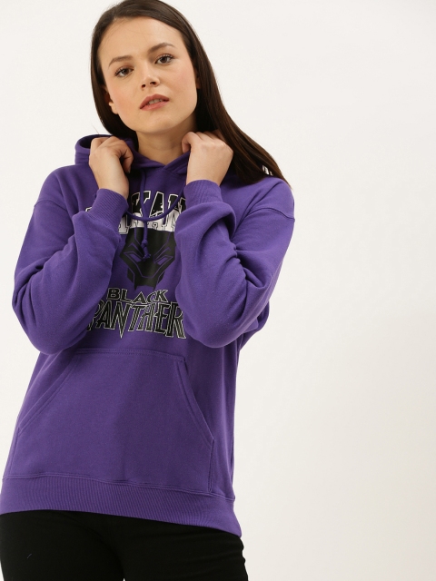 

FOREVER 21 Black Panther Women Purple Printed Sweatshirt