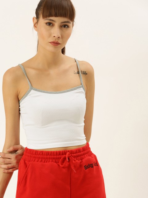 

FOREVER 21 Women White Solid Crop Top