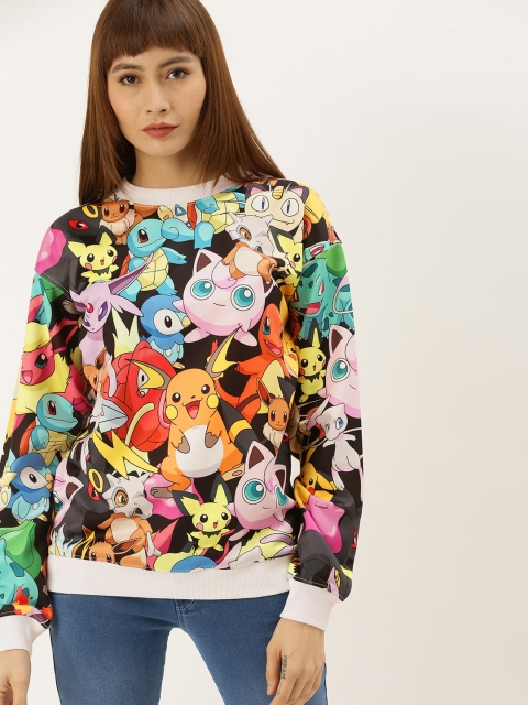 

FOREVER 21 Women Multicoloured Pokemon Printed Sweatshirt, Multi