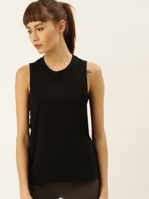 

FOREVER 21 Women Black Solid Styled Back Top With Tie-Up