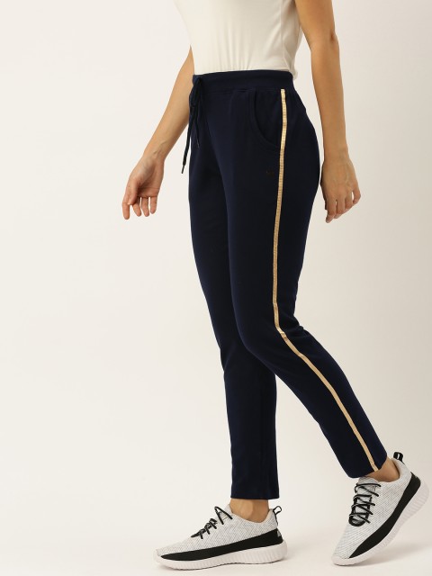 

Sports52 wear Womans Navy Blue Solid Slim Fit Trackpants
