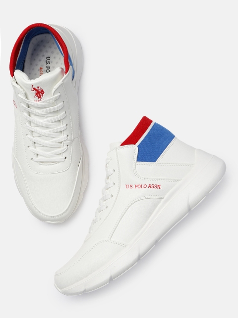 Men White Solid Mid-Top Sneakers