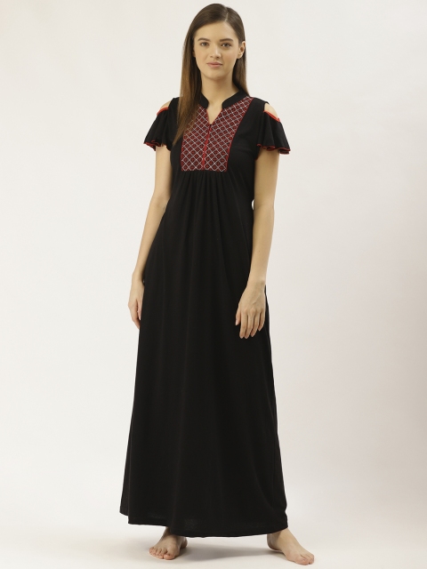 

Sweet Dreams Black Yoke Design Maxi Nightdress