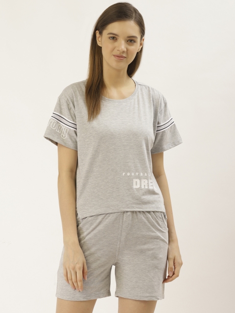 

Sweet Dreams Women Grey Melange Solid Night suit
