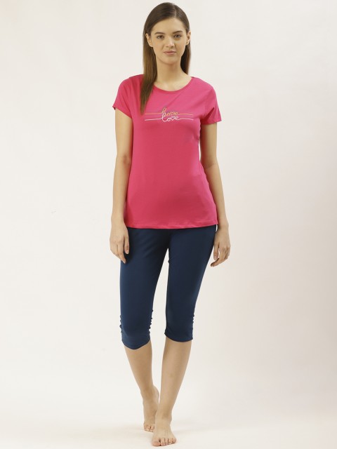

Sweet Dreams Women Pink & Navy Blue Night suit