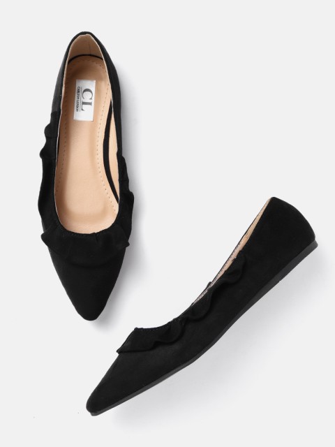 

Carlton London Women Black Solid Ballerinas with Ruffle Detail