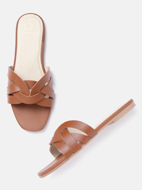 

Carlton London Women Brown Solid Open Toe Flats