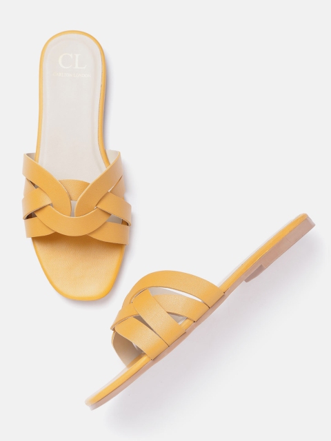 

Carlton London Women Mustard Yellow Solid Open Toe Flats