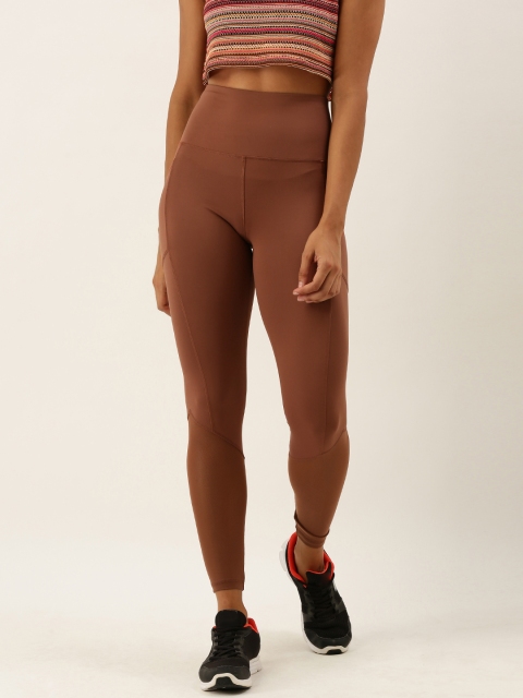 

FOREVER 21 Women Brown Solid Tights With Mesh Detailing
