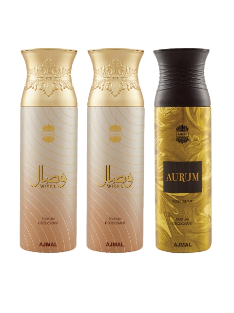 

Ajmal Women Set Of 3 Deodorants 200ml each, Gold