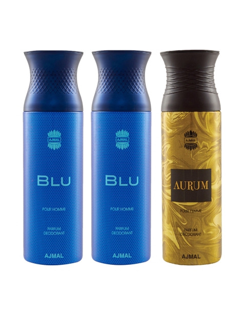 

Ajmal Unisex Set Of 3 Deodorants 200ml each, Gold