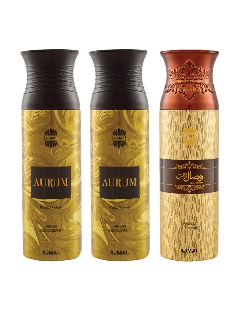 

Ajmal Unisex Set Of 3 Deodorants 200ml each, Gold