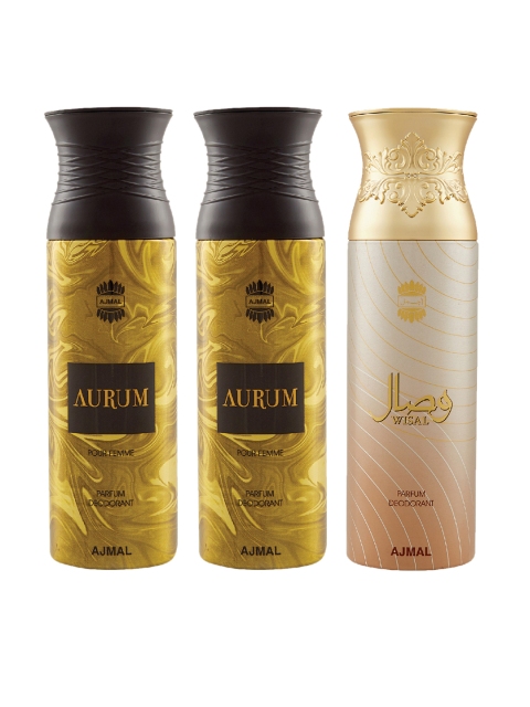 

Ajmal Women Set Of 3 Deodorants 200ml each, Gold