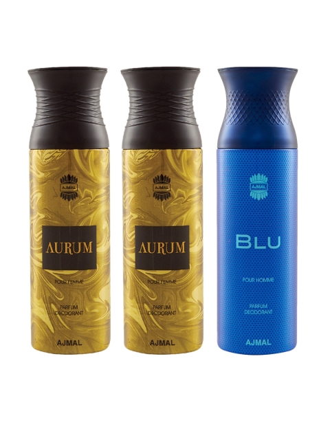 

Ajmal Unisex Set Of 3 Deodorants 200ml each, Gold