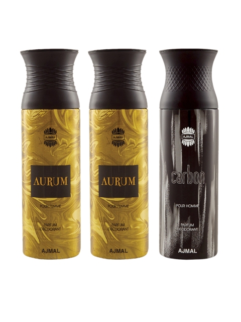 

Ajmal Unisex Set Of 3 Deodorants 200ml each, Gold