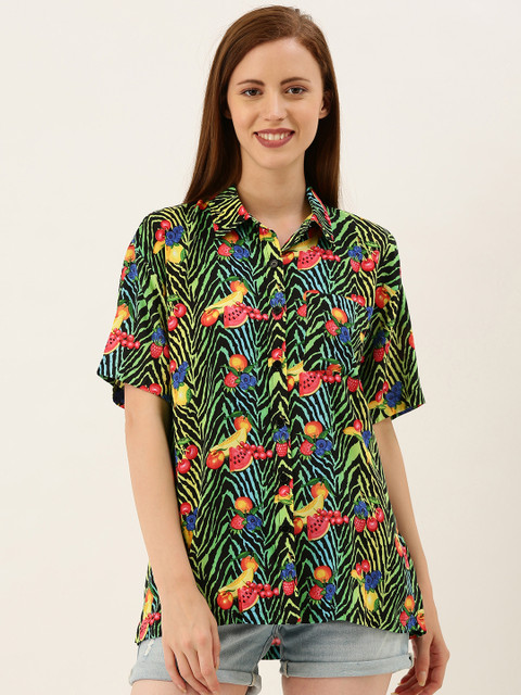 

FOREVER 21 Women Multicoloured Regular Fit Printed Longline Casual Shirt, Multi