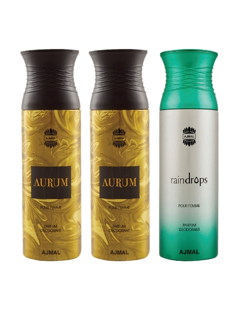 

Ajmal Women Set Of 3 Deodorants 200ml each, Gold