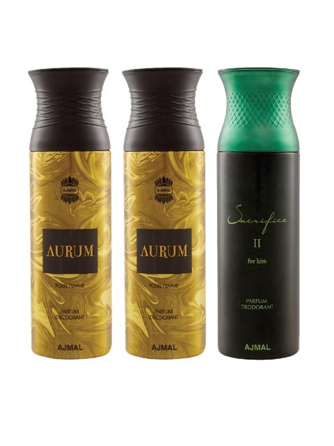 

Ajmal Unisex Set Of 3 Deodorants 200ml each, Gold