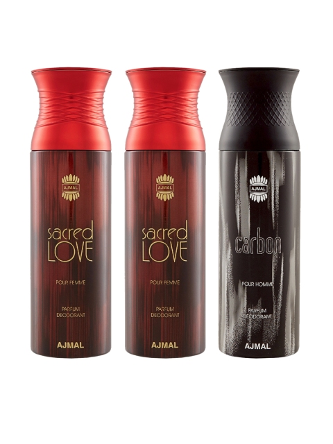 

Ajmal Unisex Set Of 3 Deodorants 200ml each, Red