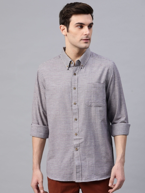 

Fabindia Men Blue & Burgundy Comfort Fit Checked Casual Shirt