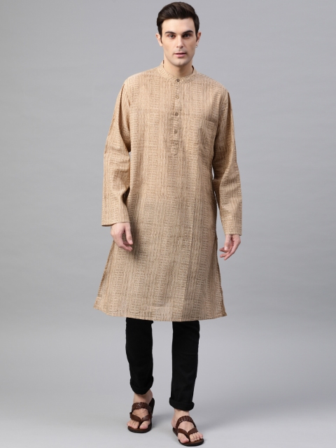 

Fabindia Men Beige Printed Comfort Fit A-Line Kurta