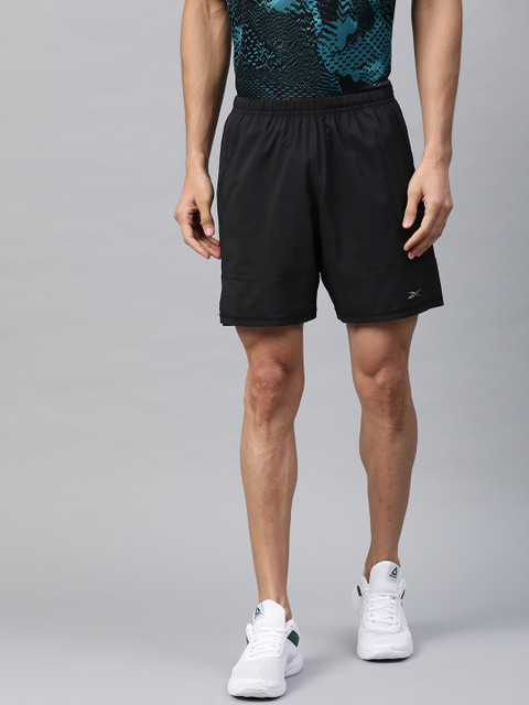 

Reebok Men Black Solid Essentials Running Shorts