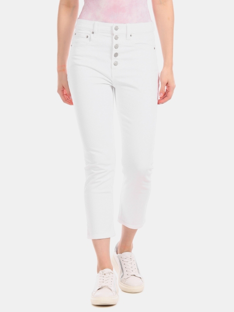 

GAP Women White Slim Fit Mid-Rise Clean Look Stretchable Crop Jeans