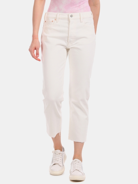 

GAP Women Off-White Slim Fit Mid-Rise Clean Look Stretchable Crop Jeans