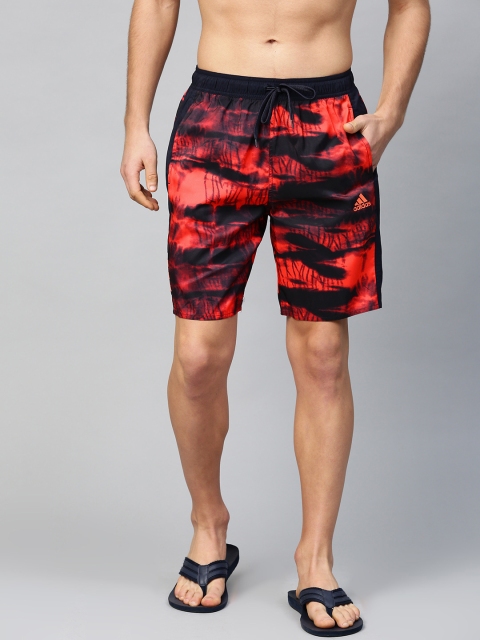 

ADIDAS Men Orange & Black Printed 3-Stripes Graphic CLX Swimming Shorts