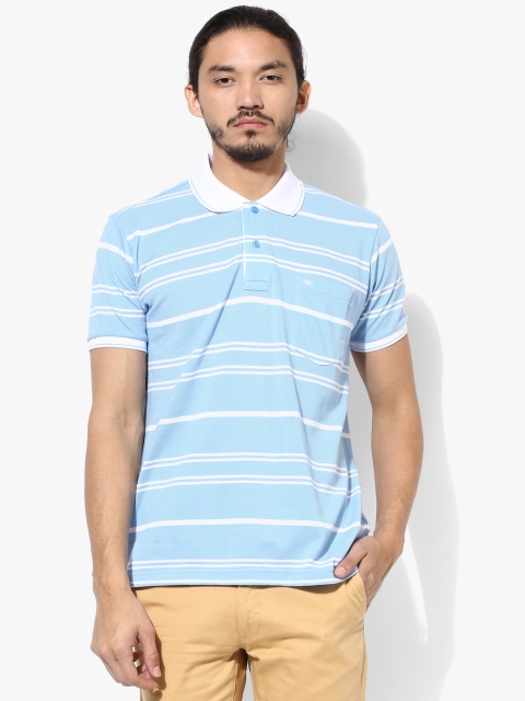 

Monte Carlo Men Blue & White Striped Polo Collar T-shirt