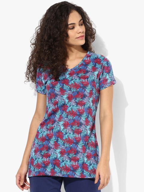 

Sweet Dreams Women Blue & Red Floral Print Lounge Top