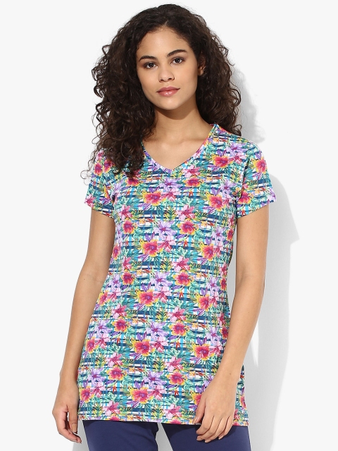 

Sweet Dreams Women Green & Off-White Floral Print Lounge Top
