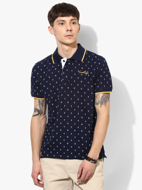 

Pepe Jeans Men Navy Blue & White Conversational Print Polo Collar T-shirt