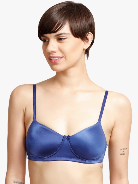 

Zivame Women Blue Solid Underwired Medium Coverage Lightly Padded T-shirt Bra
