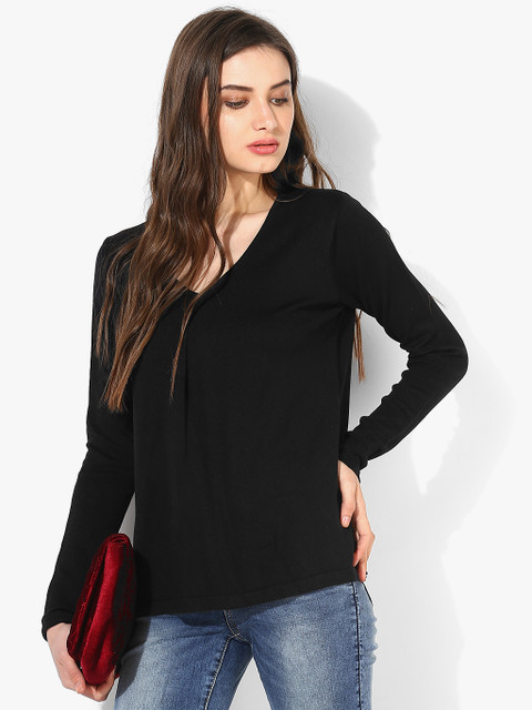 

Van Heusen Women Black Solid Regular Top