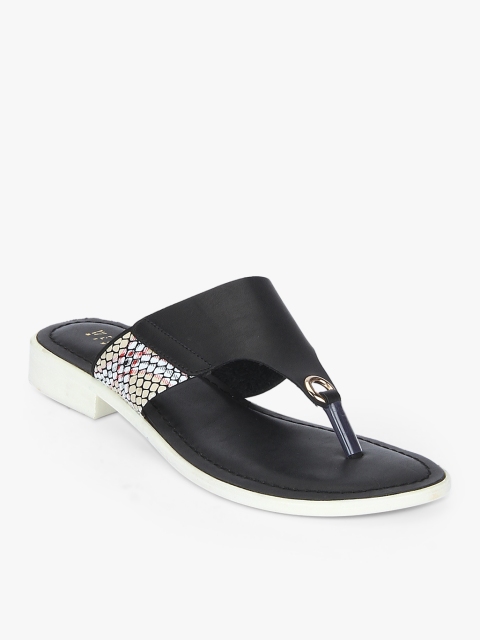 

Wet Blue Women Black Solid T-Strap Flats