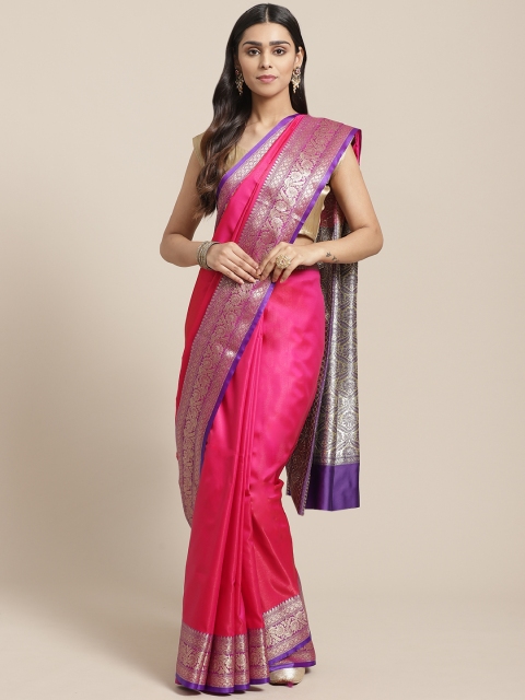 

BANARASI SILK WORKS Pink Satin Ombre Dyed Banarasi Saree