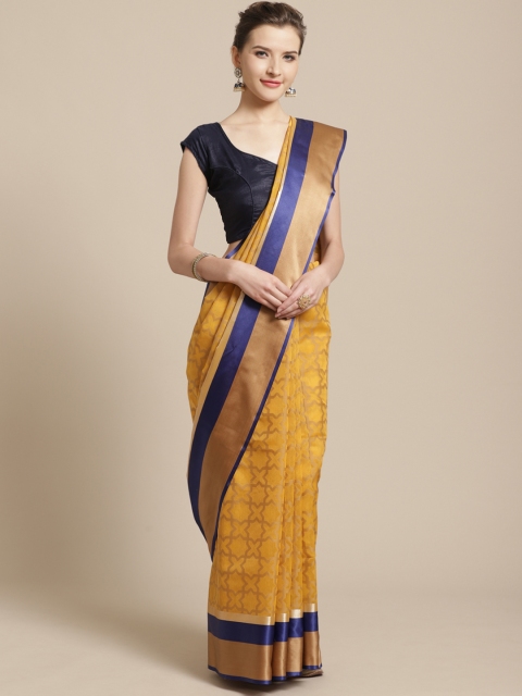 

BANARASI SILK WORKS Yellow & Golden Woven Design Banarasi Saree